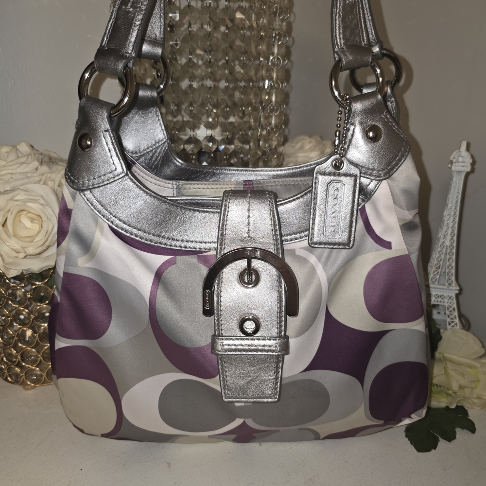 Coach Silver and Purple Shoulder Bag